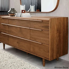 Kandice Chic Solid Wood Tate Walnut 9 Chest Of Drawer - Wooden Bazar