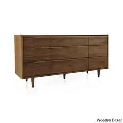 Kandice Chic Solid Wood Tate Walnut 9 Chest Of Drawer - Wooden Bazar