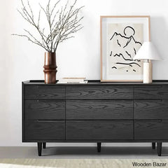 Kandice Chic Solid Wood Tate Walnut 9 Chest Of Drawer - Wooden Bazar