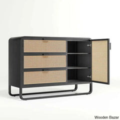 Kandice Refined Functionality Solid Wood Anaise Cane 3-Drawer Chest