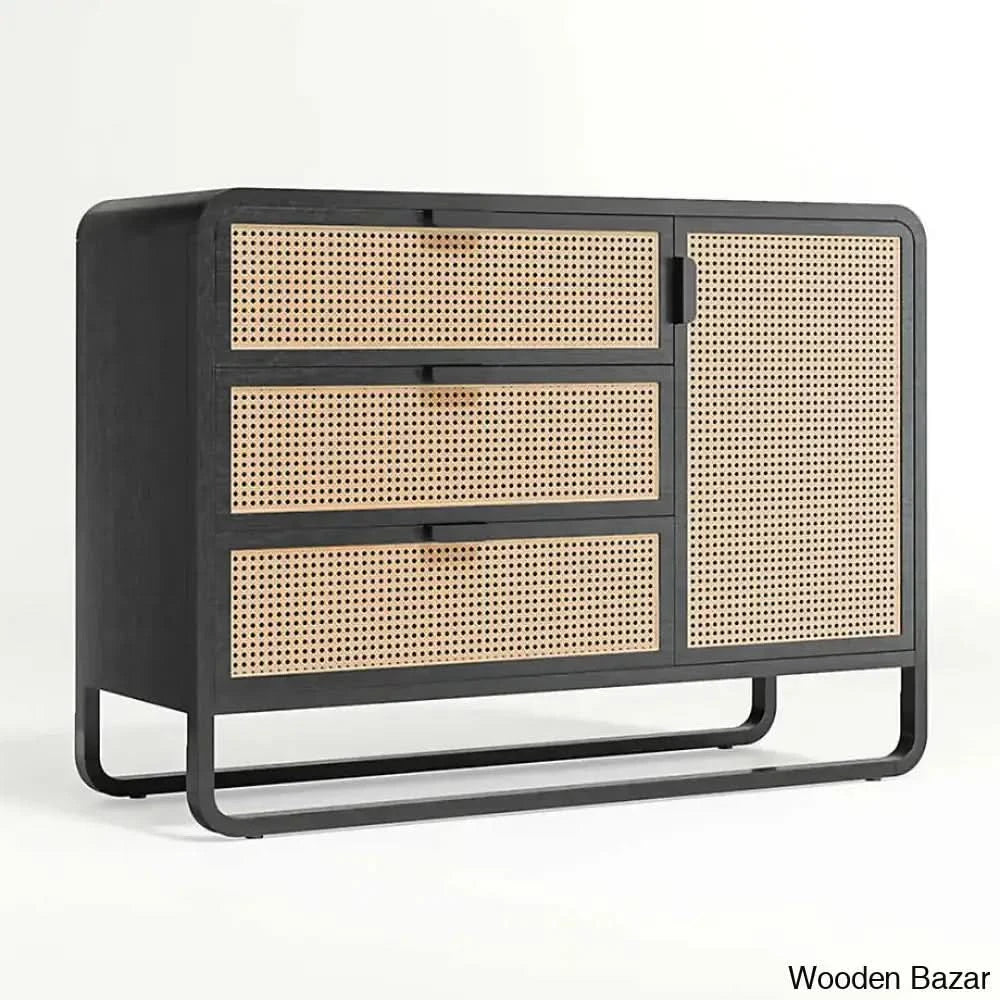 Kandice Refined Functionality Solid Wood Anaise Cane 3-Drawer Chest