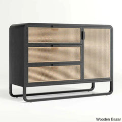 Kandice Refined Functionality Solid Wood Anaise Cane 3-Drawer Chest