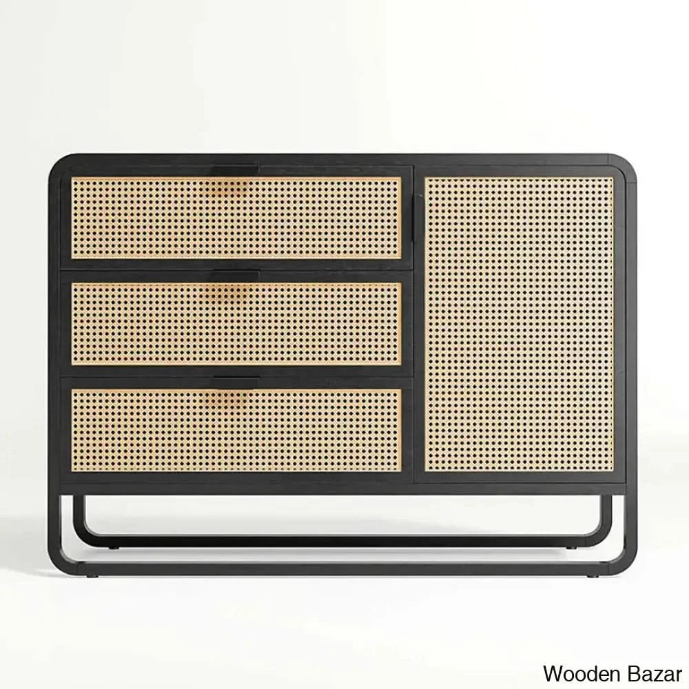 Kandice Refined Functionality Solid Wood Anaise Cane 3-Drawer Chest