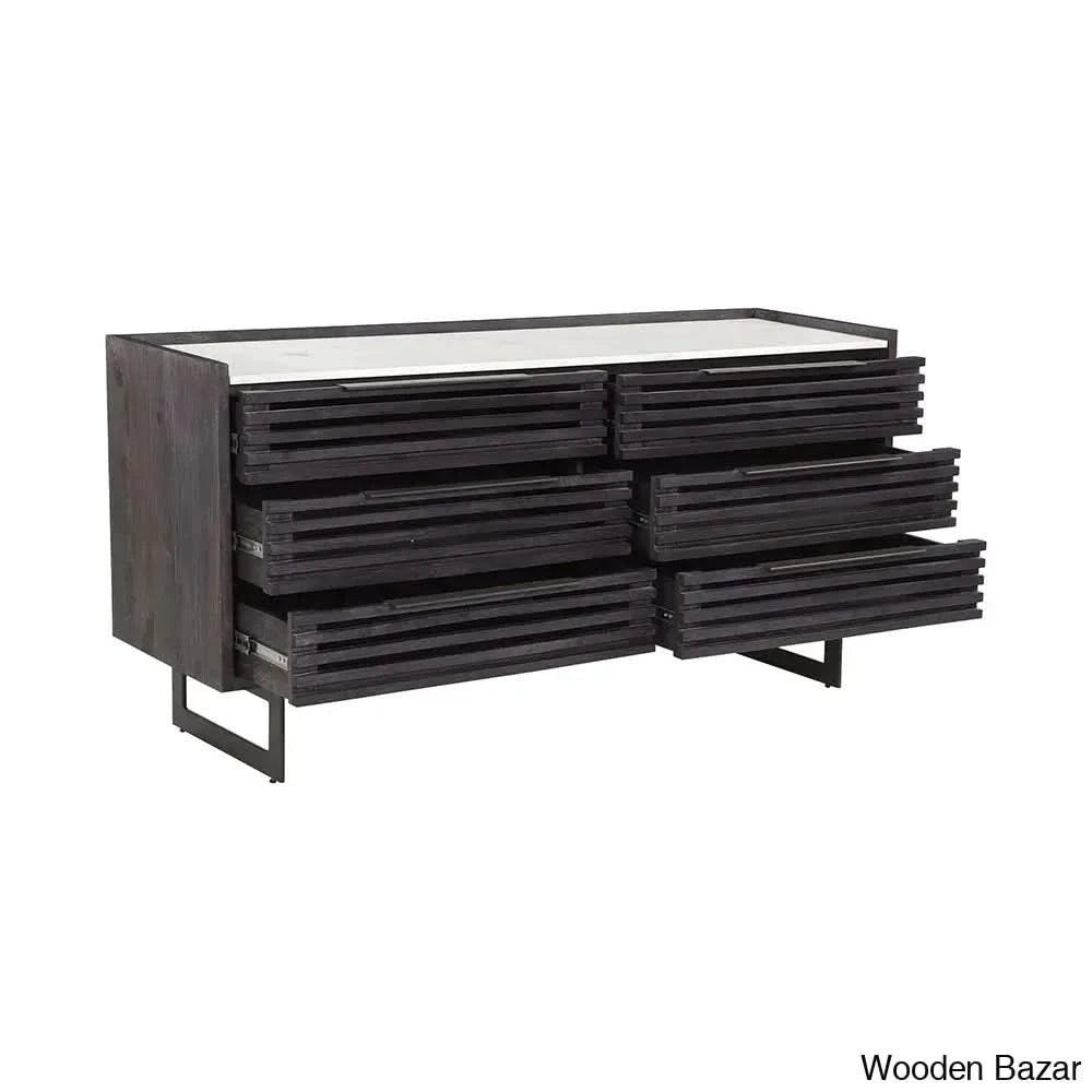 Karrie 6 Chest Of Drawers With Seamless Harmoney - Wooden Bazar