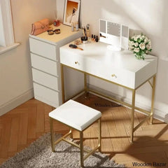 Kaut Vanity Dressing Table Set With Lighted Mirror Makeup 2 Drawers Desk For Bedroom Stool