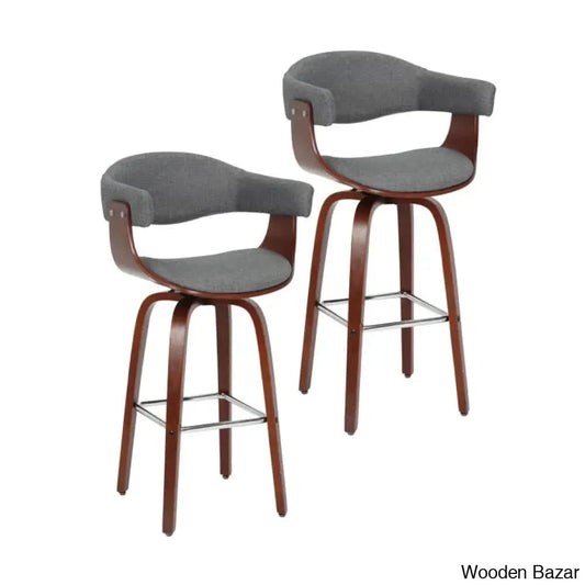Keishaz Swivel Fabric Mid-Century Counter And Bar Stool (Set Of 2)