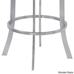 Kellumo Swivel Counter And Bar Height Stool With Arms In Faux Leather Upholstery Metal Legs