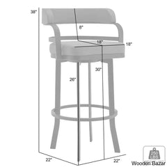 Kellumo Swivel Counter And Bar Height Stool With Arms In Faux Leather Upholstery Metal Legs
