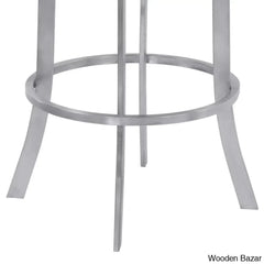 Kellumo Swivel Counter And Bar Height Stool With Arms In Faux Leather Upholstery Metal Legs