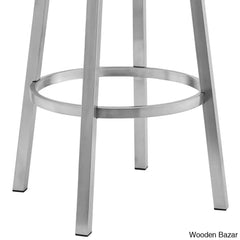 Kellumo Swivel Counter And Bar Height Stool With Arms In Faux Leather Upholstery Metal Legs