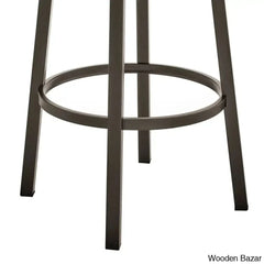 Kellumo Swivel Counter And Bar Height Stool With Arms In Faux Leather Upholstery Metal Legs