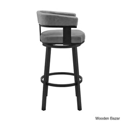 Kellumo Swivel Counter And Bar Height Stool With Arms In Faux Leather Upholstery Metal Legs
