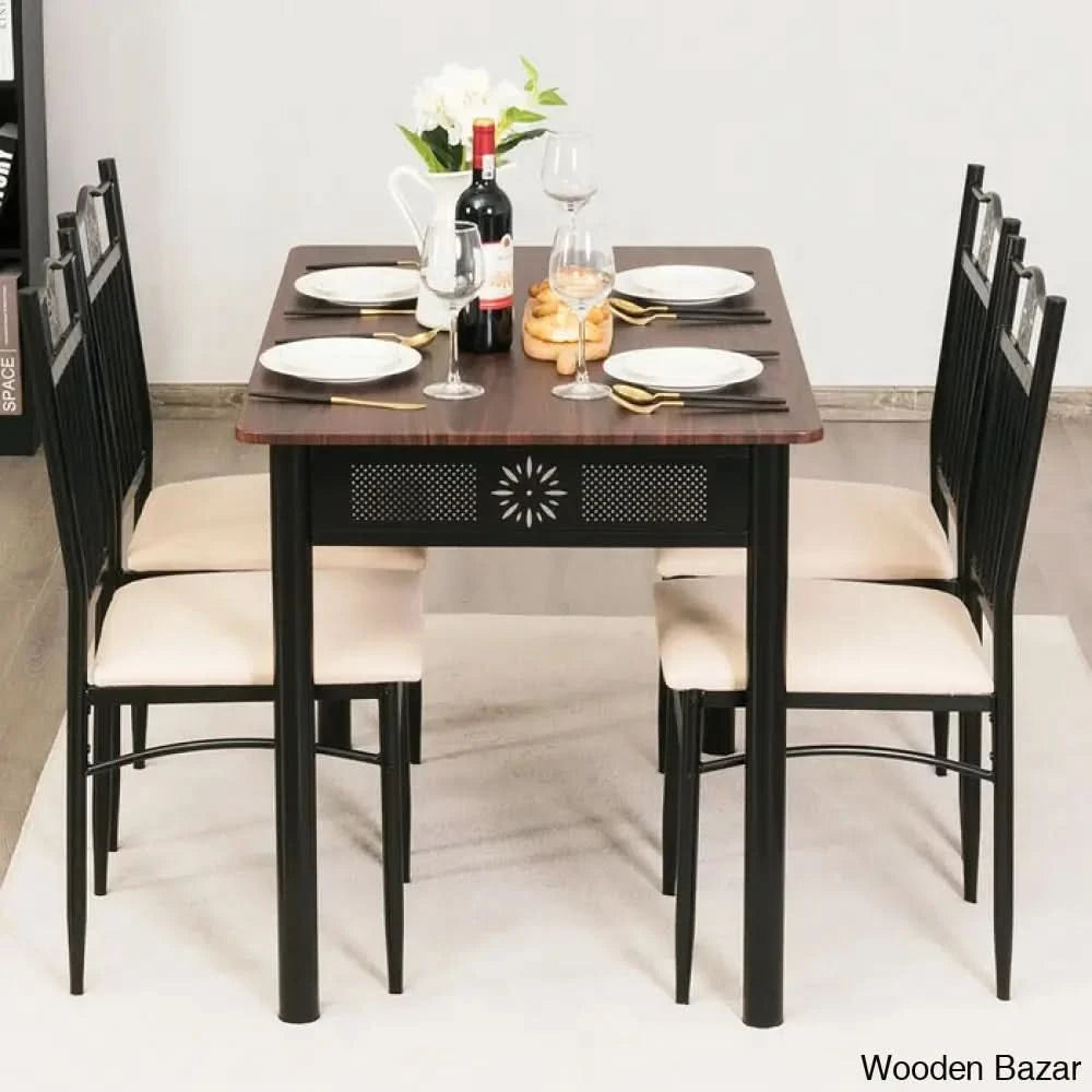 Kelly 4 Seater Dining Table Set - Wooden Bazar