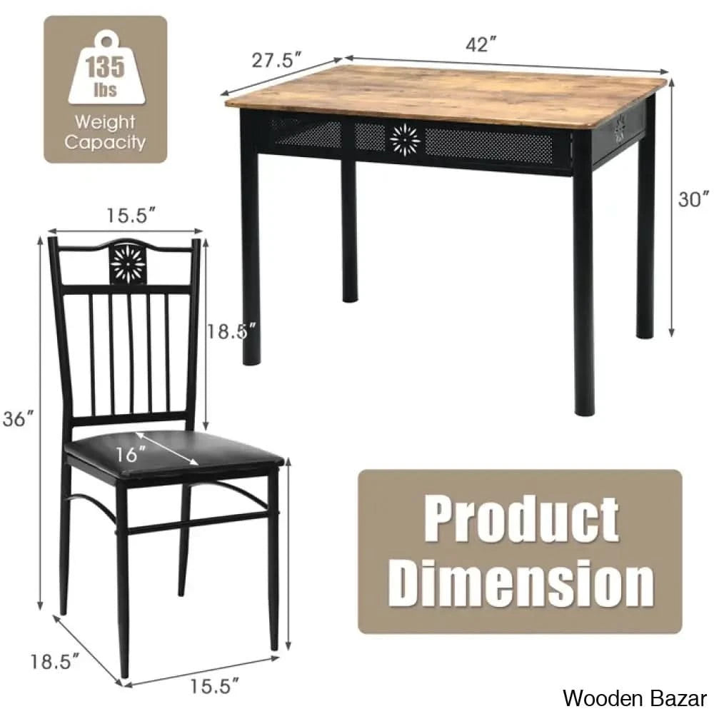 Kelly 4 Seater Dining Table Set - Wooden Bazar