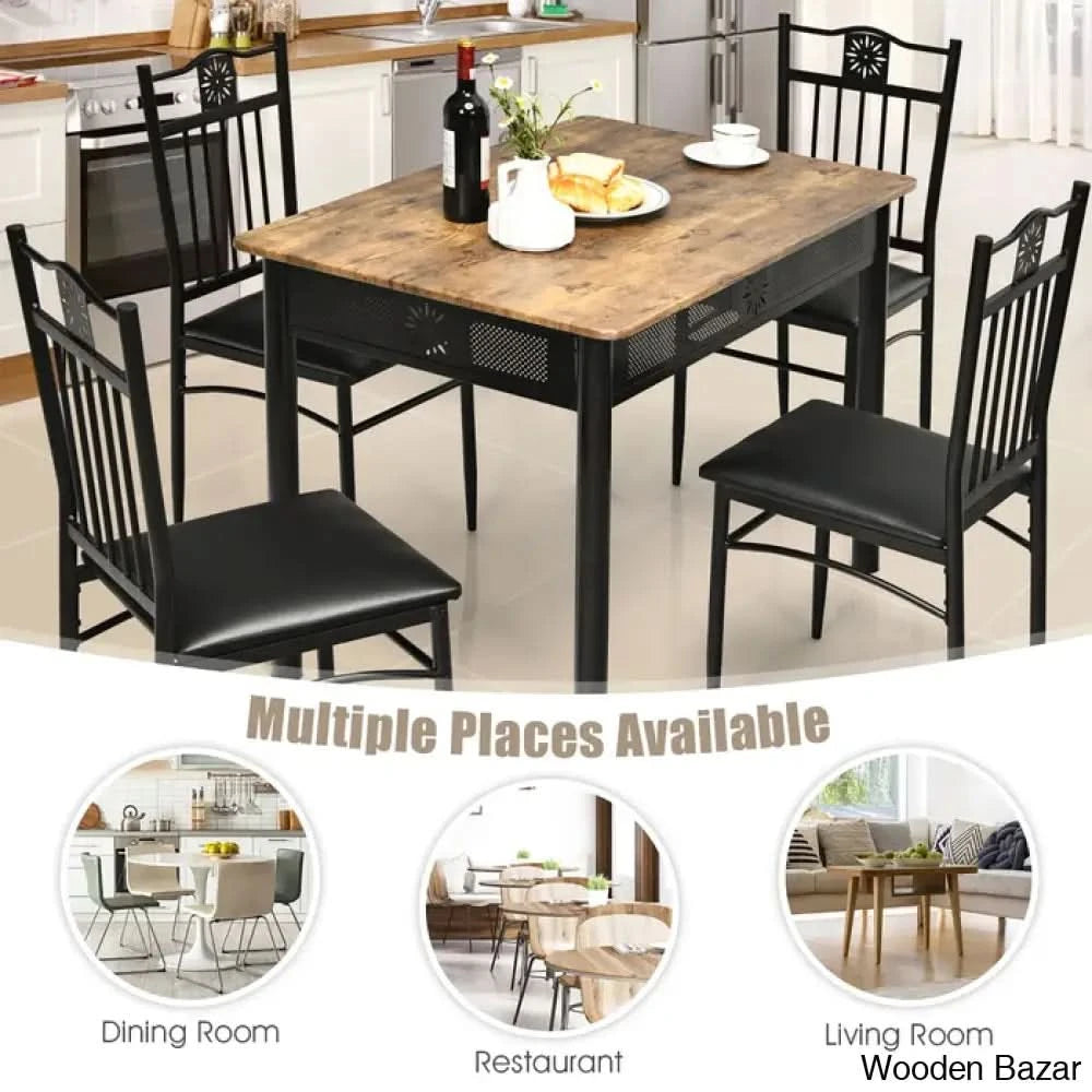 Kelly 4 Seater Dining Table Set - Wooden Bazar