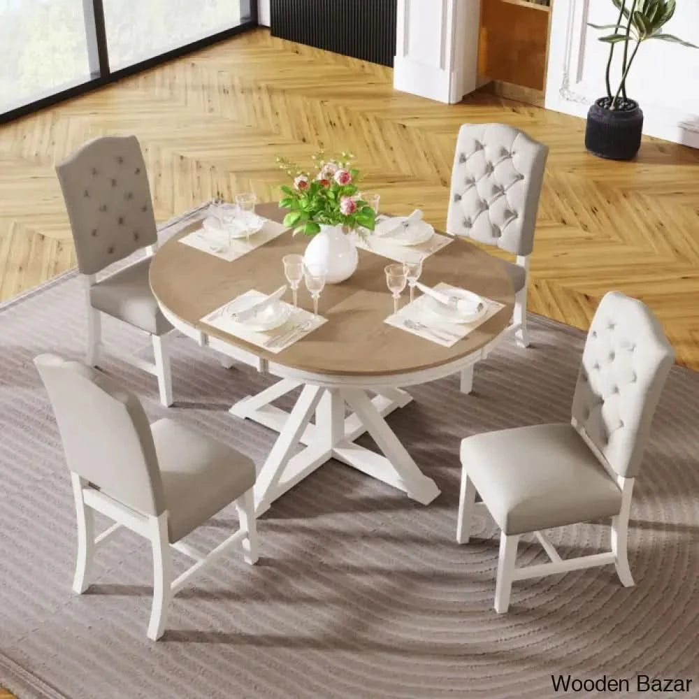 Kelvin Best 4 Seater Extendable Dining Set - Wooden Bazar Oak Natural Wood