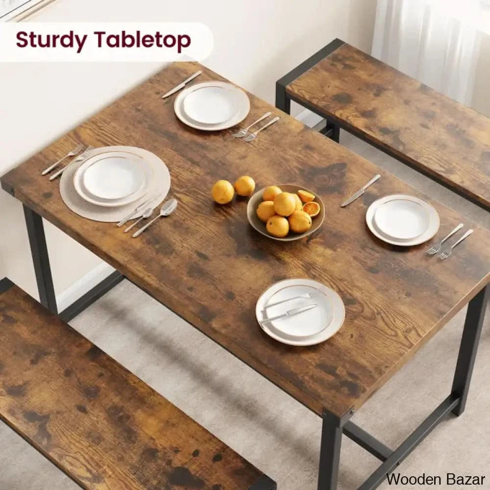 Kenelam Modern 4 Seater Dining Table Set - Wooden Bazar