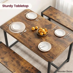 Kenelam Modern 4 Seater Dining Table Set - Wooden Bazar