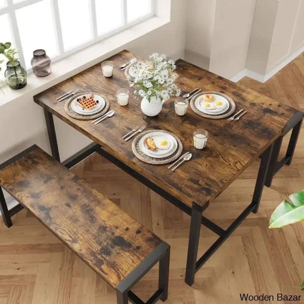 Kenelam Modern 4 Seater Dining Table Set - Wooden Bazar