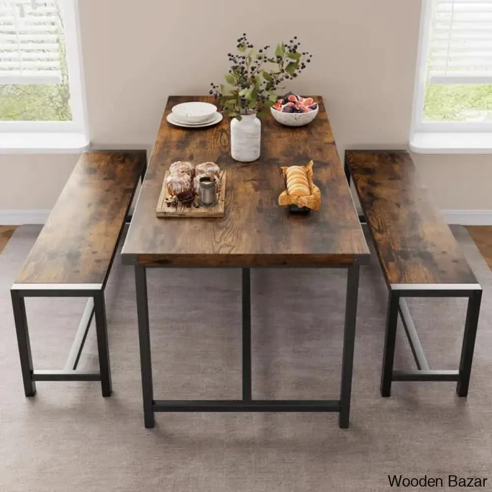 Kenelam Modern 4 Seater Dining Table Set - Wooden Bazar