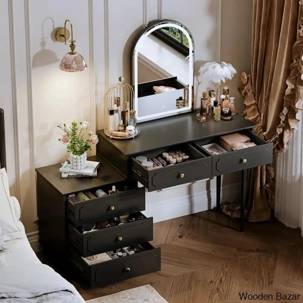 Keyrah Vanity Desk with Color Touch Screen Dimming Mirror