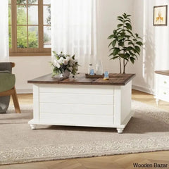 Kifero 35.4āā Farmhouse Coffee And Center Table With Large Hidden Storage Wood Square