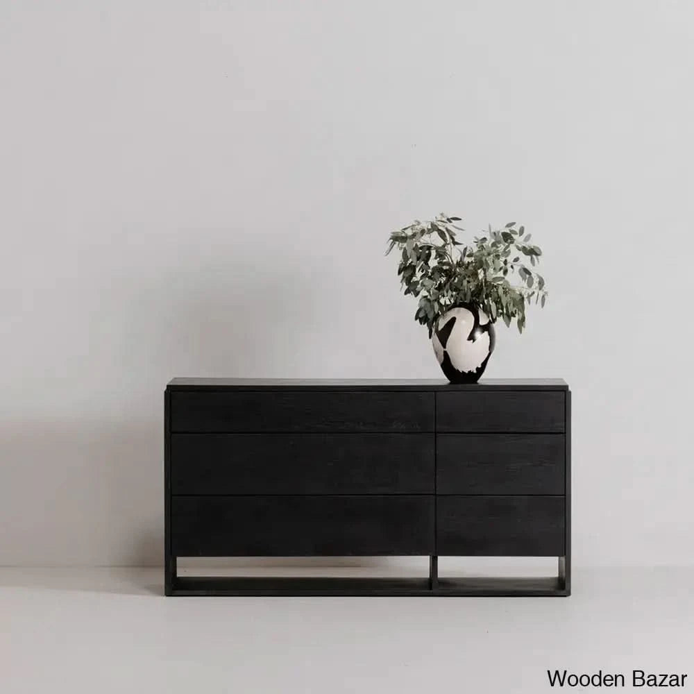 Kipling 6 Chest Of Drawers With Timeless Tresures - Wooden Bazar Black