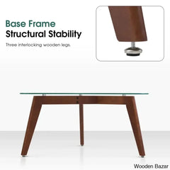 Kirmanda Triangle Coffee And Center Table Solid Rubber Wood Legs,Cocktail With Tempered Glass