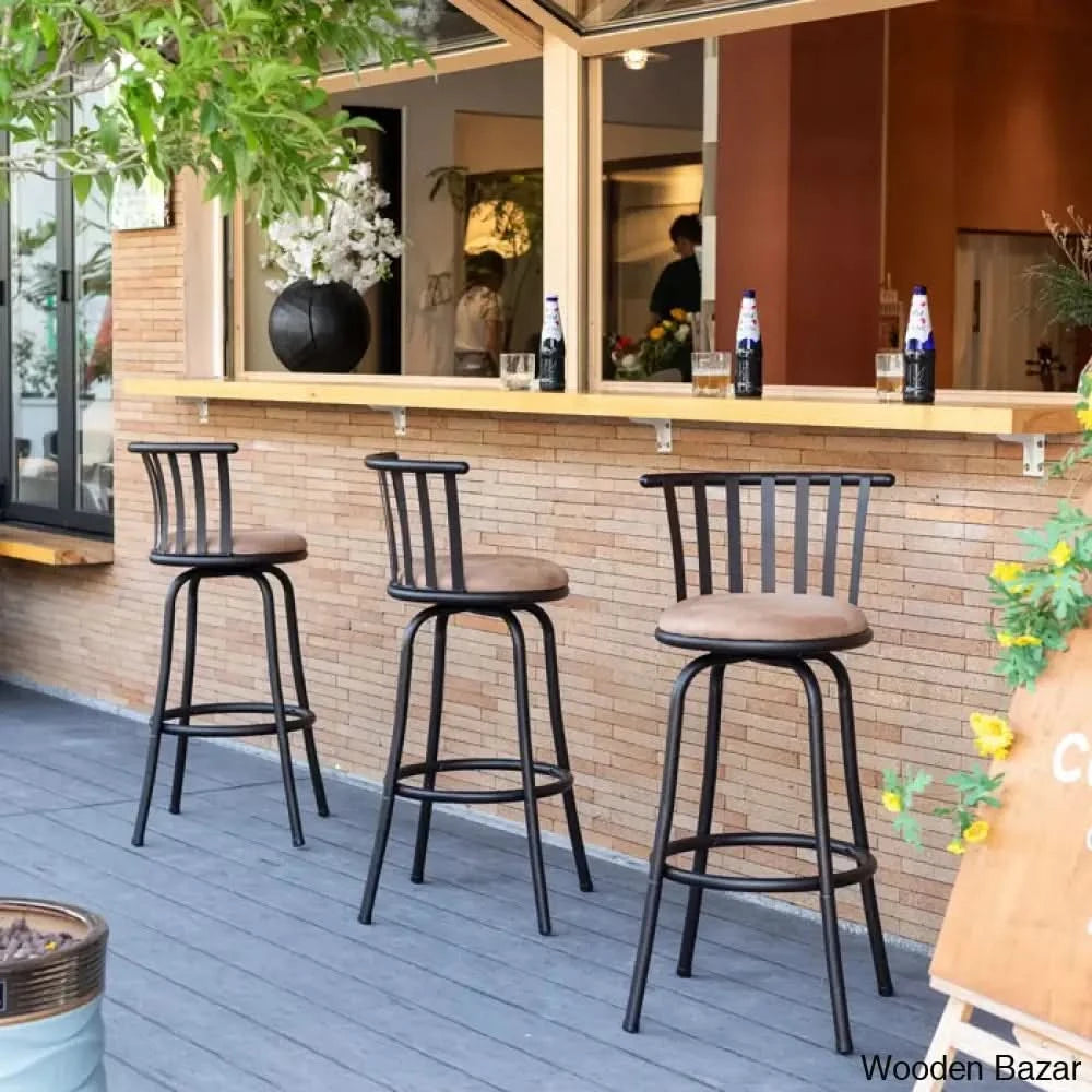 Kito Swivel Height Counter Bar Stools With Metal Frame (Set of 3)