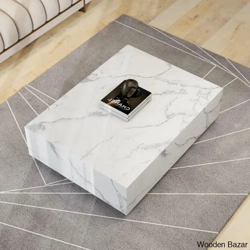 Kluseky 47āā Faux Marble Modern Block Coffee And Center Table