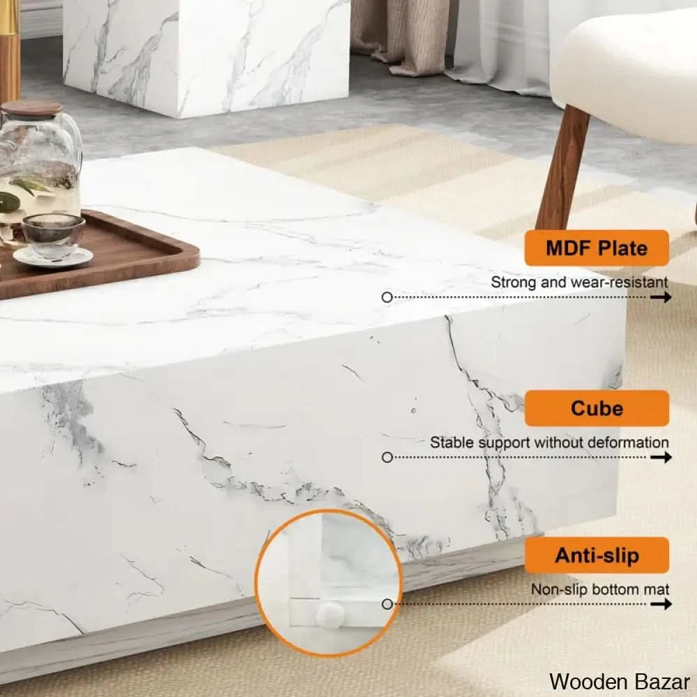 Kluseky 47āā Faux Marble Modern Block Coffee And Center Table