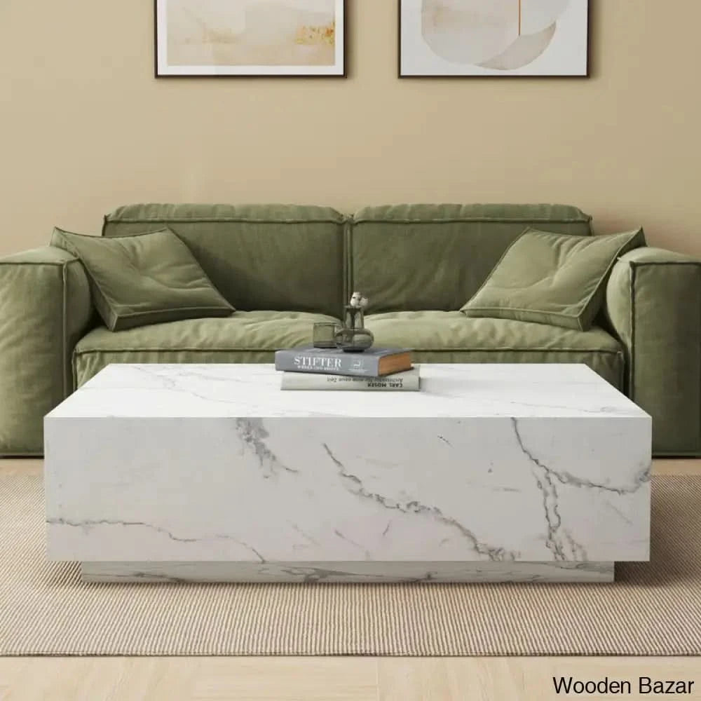 Kluseky 47āā Faux Marble Modern Block Coffee And Center Table