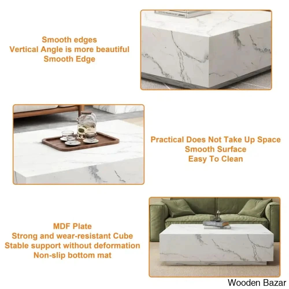 Kluseky 47āā Faux Marble Modern Block Coffee And Center Table