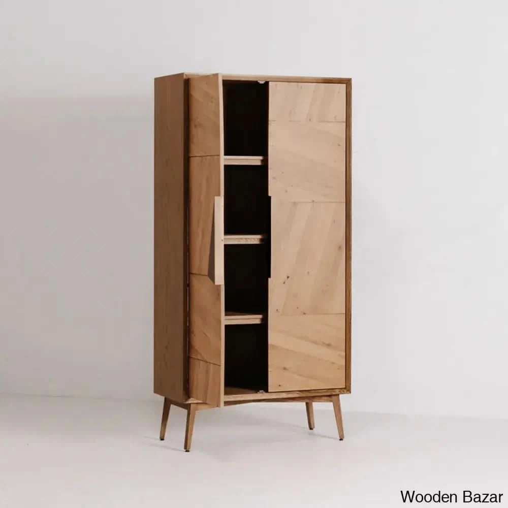 Kourtney Crafted Comfort Charlton Tall Cabinet Wardrobe - Wooden Bazar