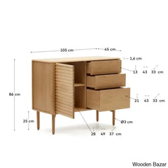 Kristyal Amazing Solid Wood Lenon Cabinet With 1 Door And 3 Drawers