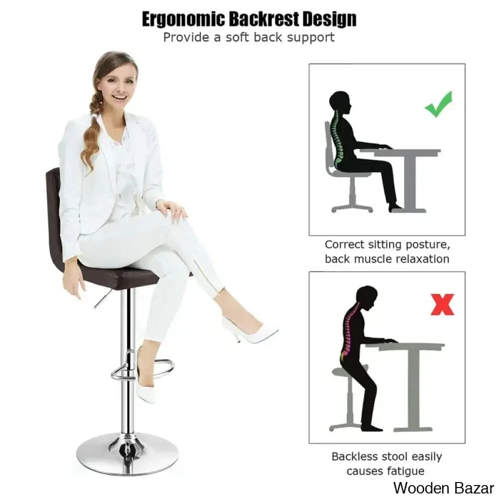 Lat Swivel Upholstered Adjustable Height Counter And Bar Stool With Metal Frame