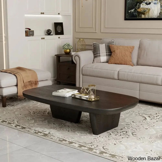 Latte 51’’Modern Wood Coffee Table Simple And Center Solid Black