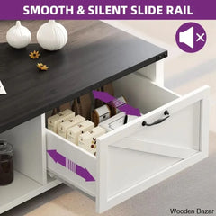 Learoyc 46āā 4 Legs Rectangular Coffee And Center Table With Storage And Drawer For Living Room