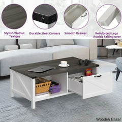 Learoyc 46āā 4 Legs Rectangular Coffee And Center Table With Storage And Drawer For Living Room