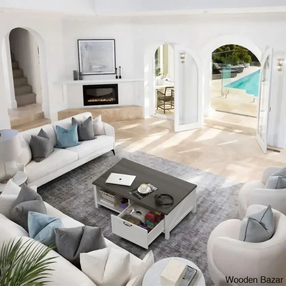 Learoyc 46āā 4 Legs Rectangular Coffee And Center Table With Storage And Drawer For Living Room