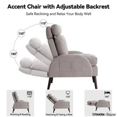 Leccy Upholstered Chaise Lounge With Storage Ottoman & Adjustable Backrest