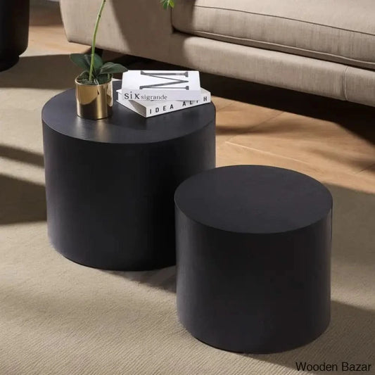 Leidingl Pedestal Nesting Coffee And Center Table Black