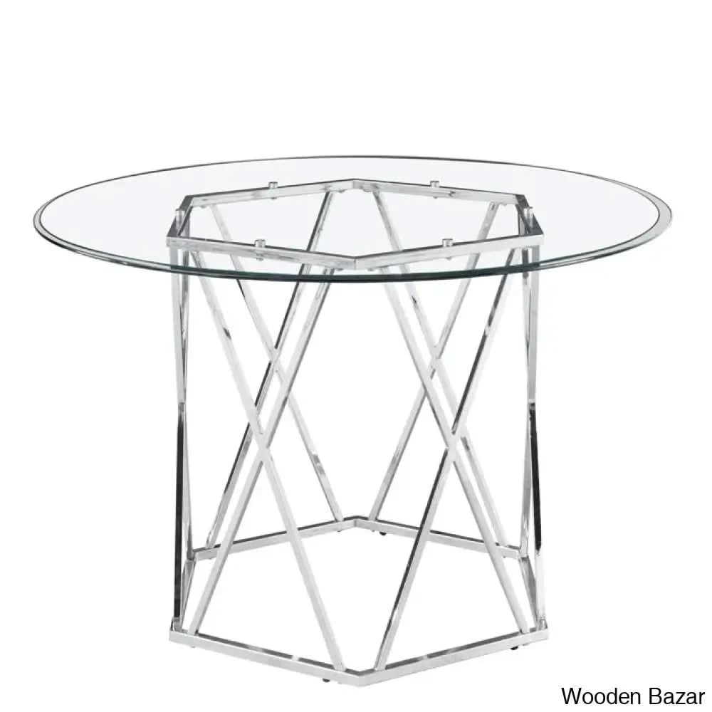 Licken Luxury 4 Seater Glass Top Dining Set - Wooden Bazar