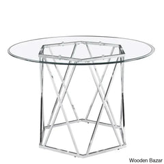 Licken Luxury 4 Seater Glass Top Dining Set - Wooden Bazar