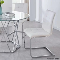 Licken Luxury 4 Seater Glass Top Dining Set - Wooden Bazar