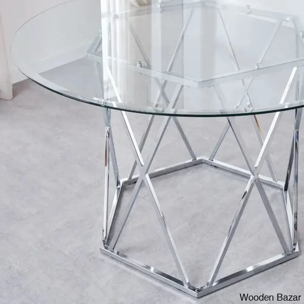 Licken Luxury 4 Seater Glass Top Dining Set - Wooden Bazar