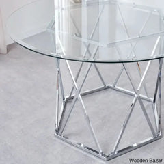 Licken Luxury 4 Seater Glass Top Dining Set - Wooden Bazar