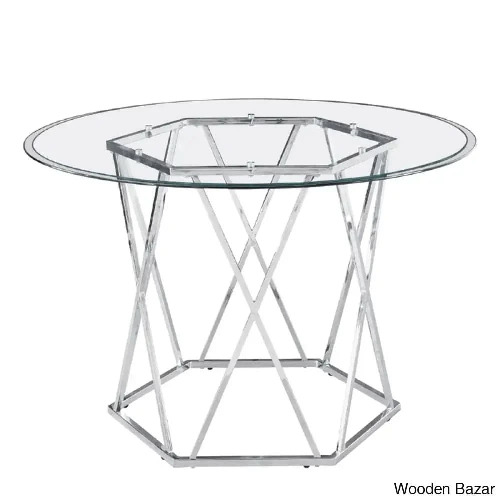 Licken Luxury 4 Seater Glass Top Dining Set - Wooden Bazar