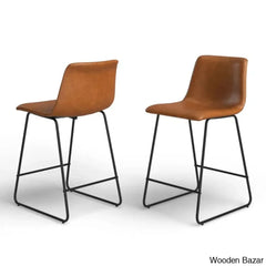 Liekelen Swivel Commercial Grade Leather Soft Upholstered Bar & Counter Stools (Set Of 2)