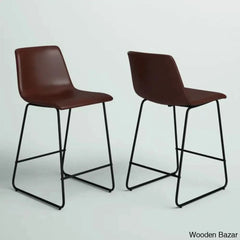 Liekelen Swivel Commercial Grade Leather Soft Upholstered Bar & Counter Stools (Set Of 2)